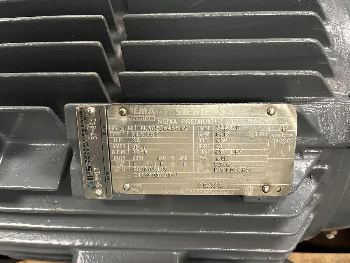 Used SIEMENS,1LA2864ES42,RSZEESD ELECTRIC MOTOR 30HP 1775RPM 3PH 286TSC