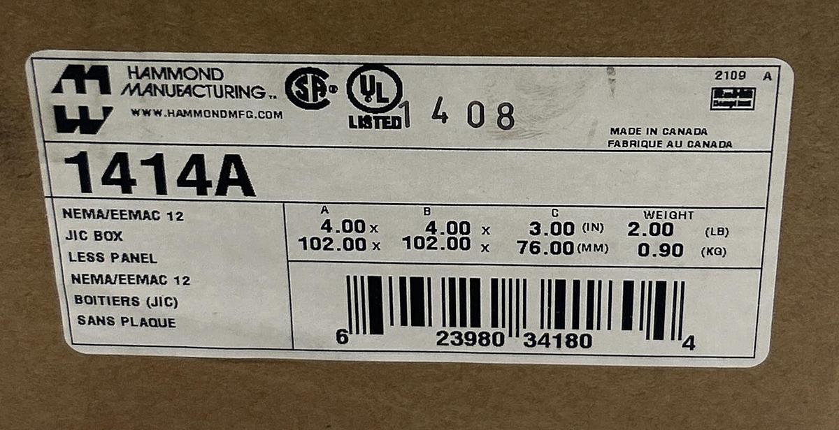 Used HAMMOND,1414A,JUNCTION BOX NEW