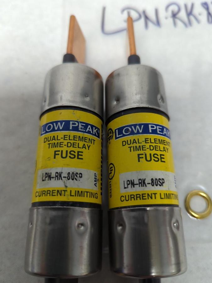 COOPER BUSSMANN,LPN-RK-80SP,LOW-PEAK 80 AMP FUSE LOT OF 2 NOS