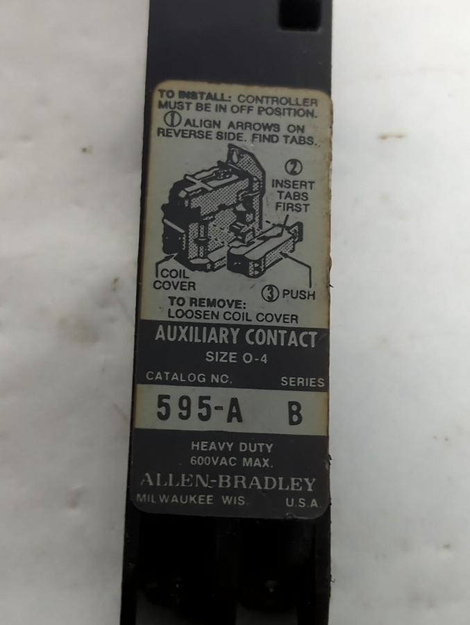 Used ALLEN BRADLEY,595-A,AUXILIARY CONTACT SERIES B PRE-OWNED