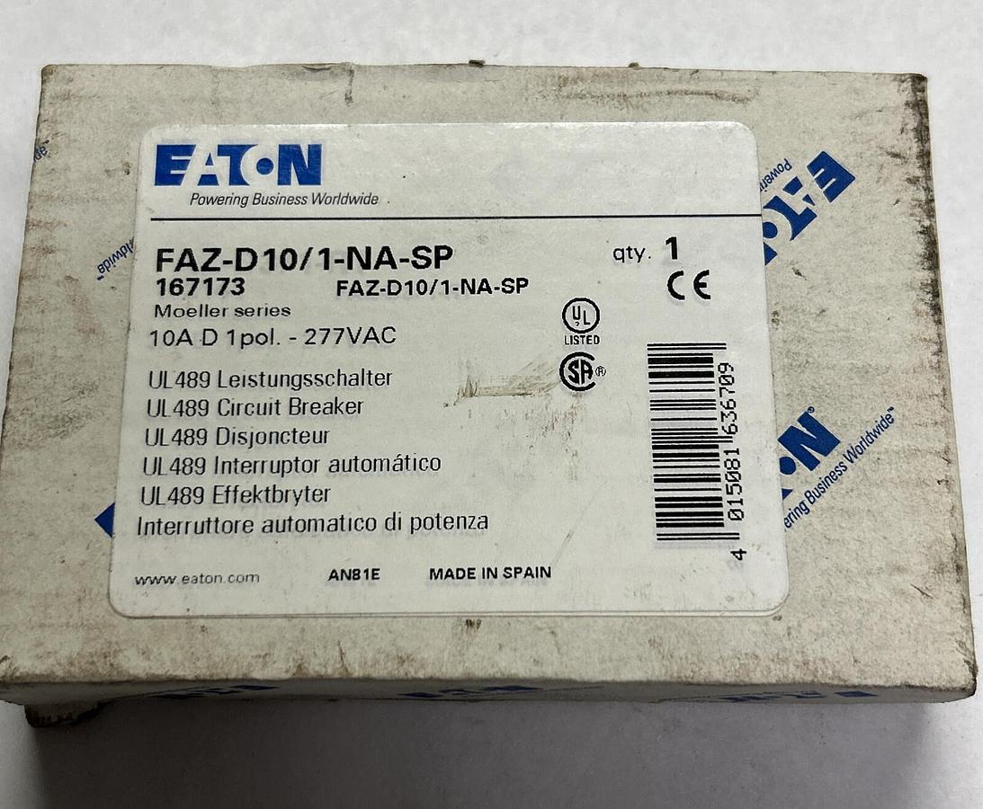 Used EATON,FAZ-D10/1-NA-SP,MINIATURE CIRCUIT BREAKER 10A 277V 1P NEW