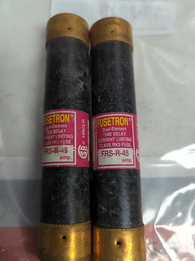Used COOPER BUSSMANN,FRS-R-45,FUSETRON 45 AMP FUSE LOT OF 2 PRE-OWNED