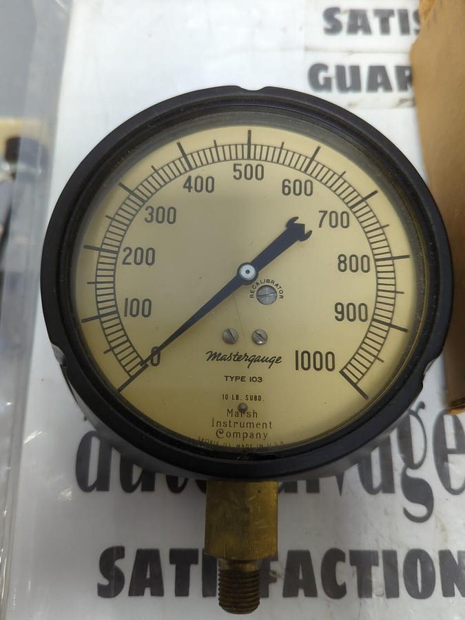 MARSH MASTERGAUGE,TYPE103,BOTTOM MOUNT GAUGE 4-1/2 INCH NOS