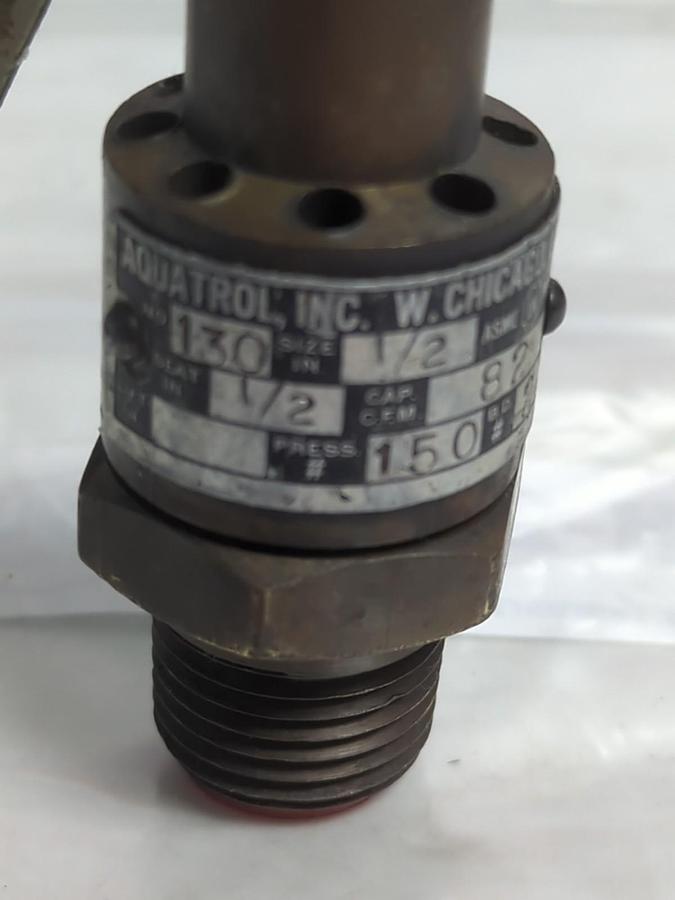 Used AQUATROL,130,SAFETY RELIEF VALVE 1/2 INCH PRE-OWNED