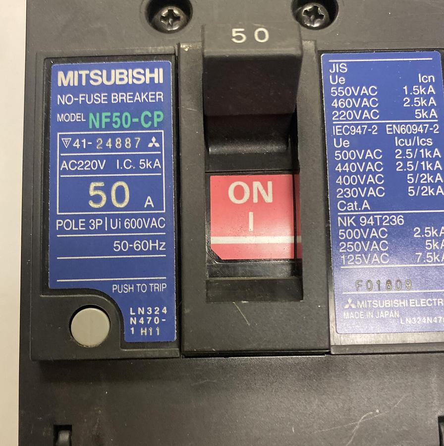 Used Mitsubishi,NF50-CP,Circuit Breaker 50A 220V 3 Pole
