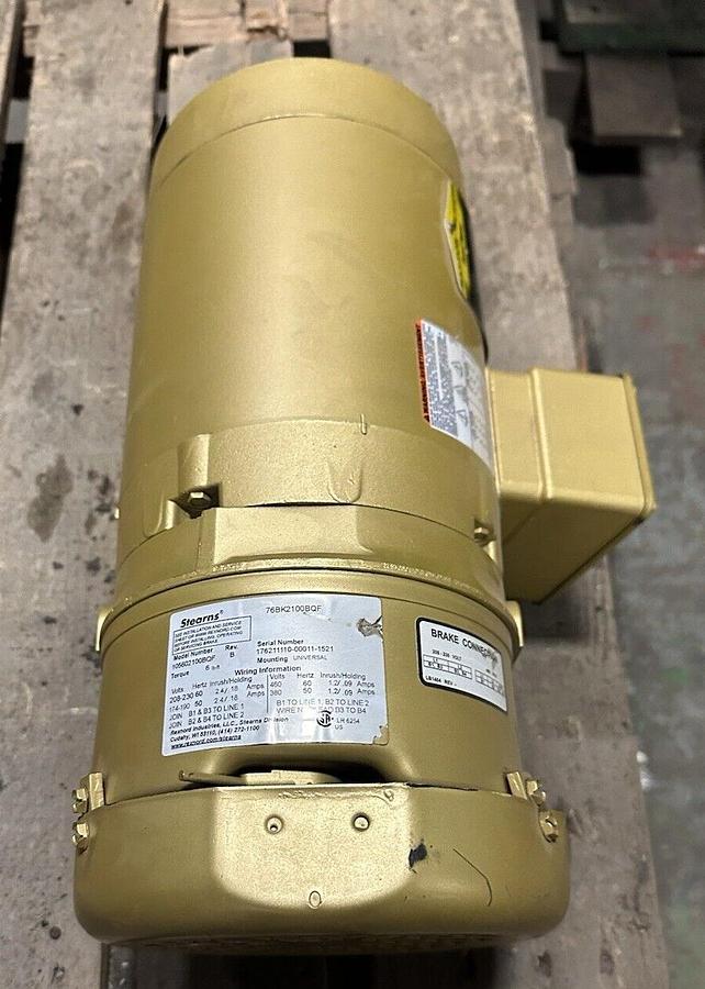 Used Baldor-Reliance,Vebm3546,Brake Unit Motor 1 Hp 1760 RPM 3-Phase Frame 56C