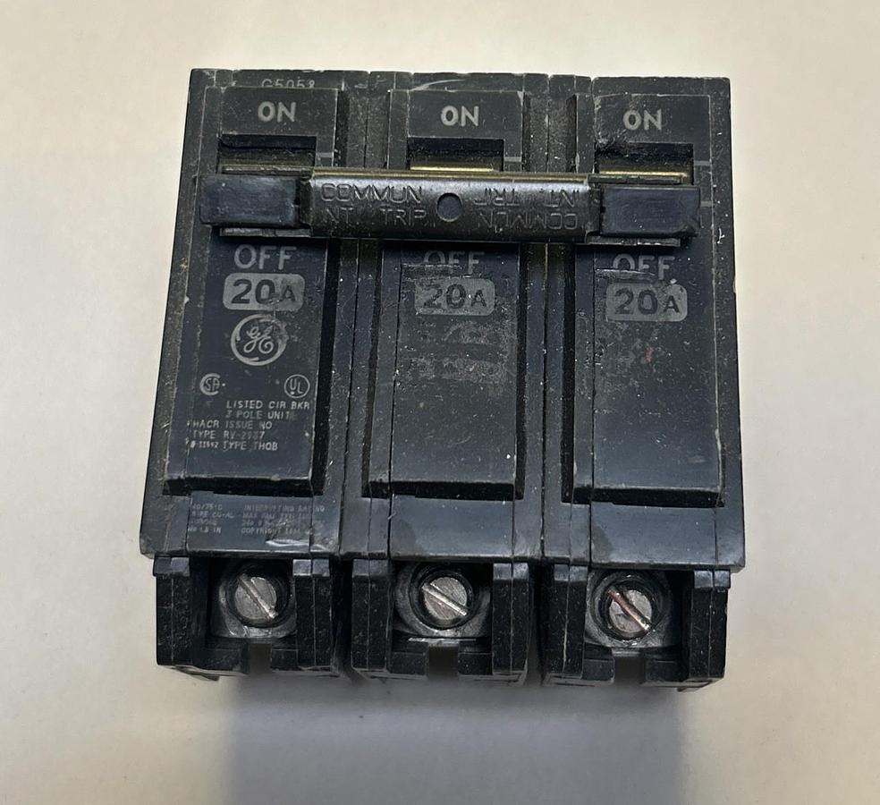 Used GENERAL ELECTRIC,THQB320,CIRCUIT BREAKER 20A 120/240V 3P