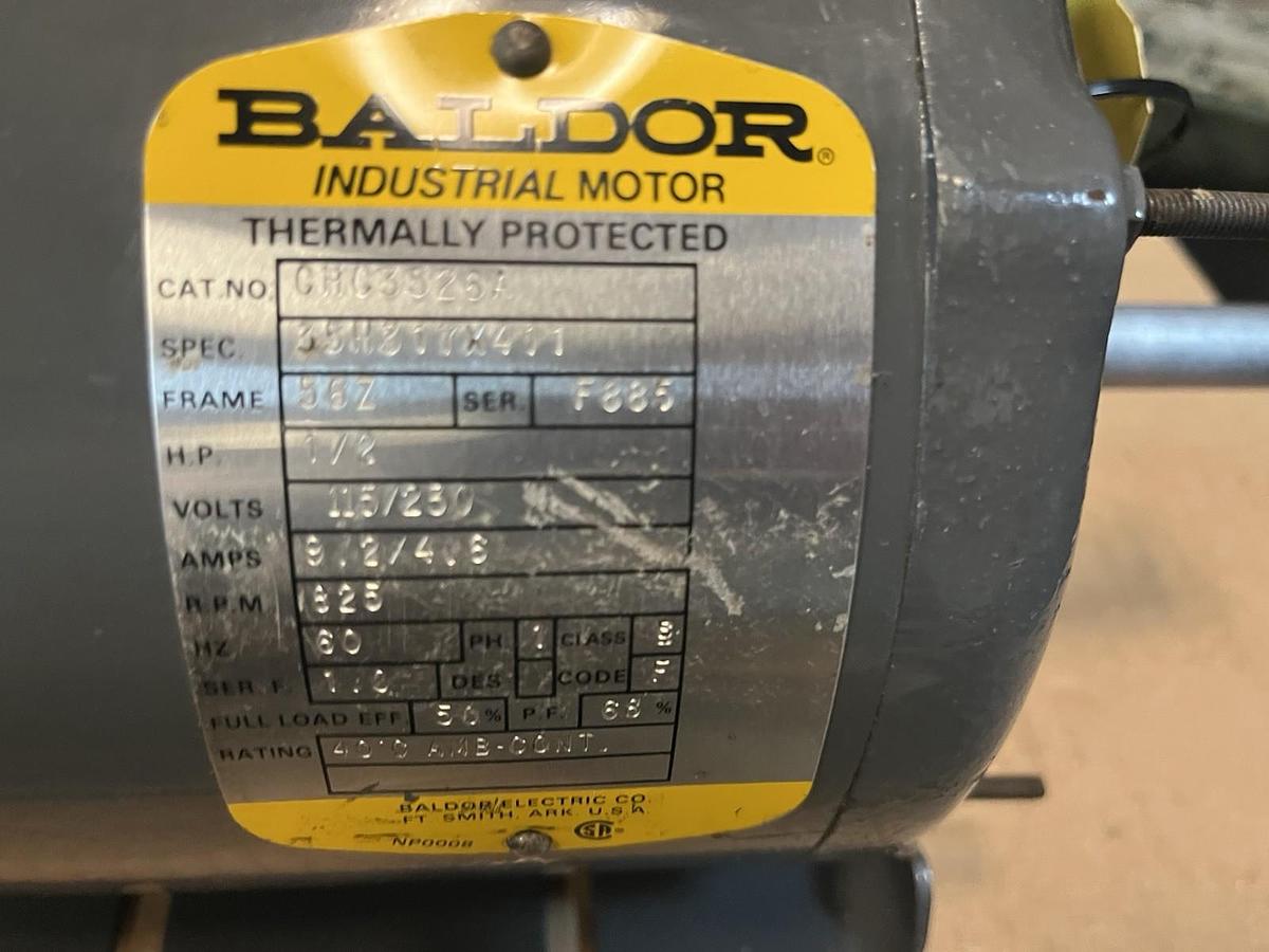 Used BALDOR,CHC3562A,MOTOR 1/2HP 825RPM 115/230V 1PH 56Z