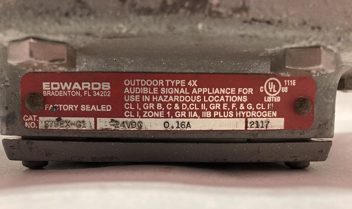 Used Edwards Signaling,879EX-G1,Haz Location Vibrating Horn 24VDC 0.16A