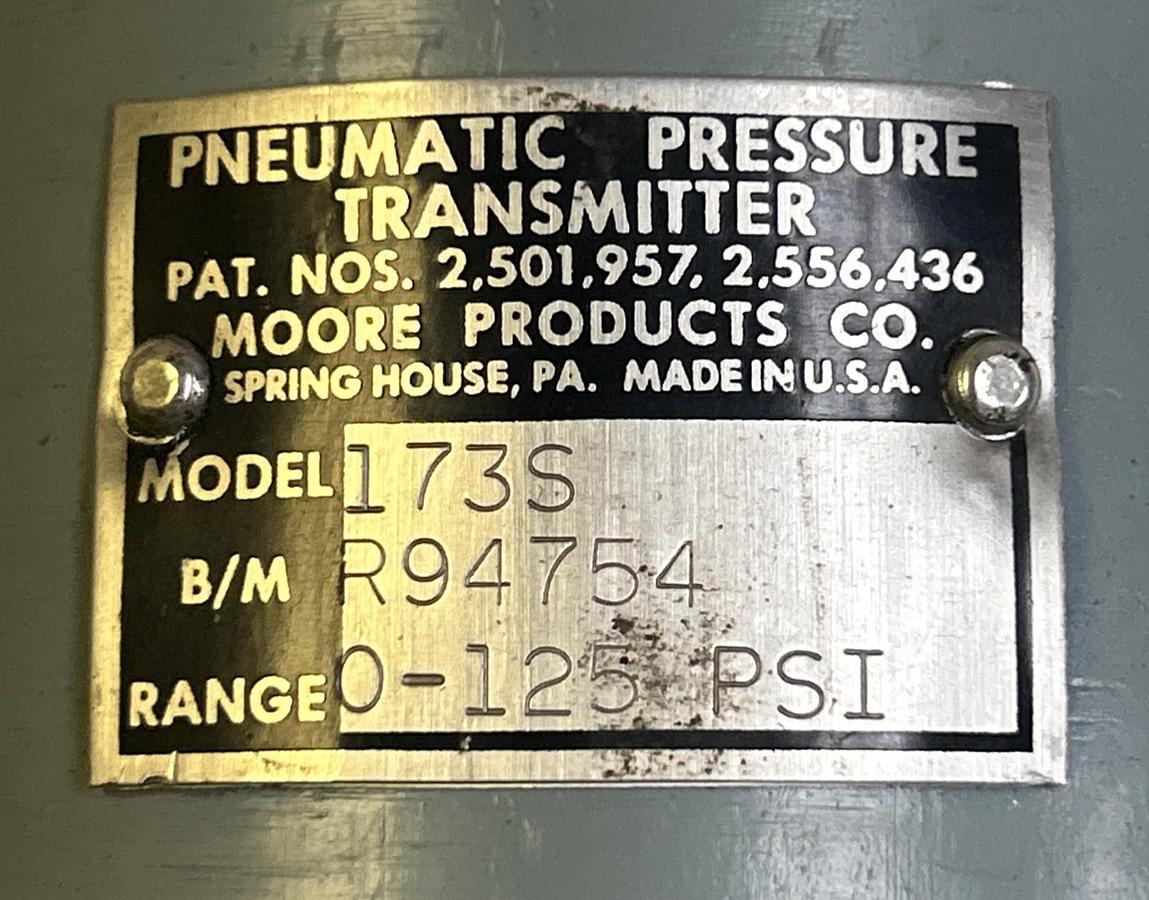 Used MOORE PRODUCTS,173S,PNEUMATIC PRESSURE TRANSMITTER