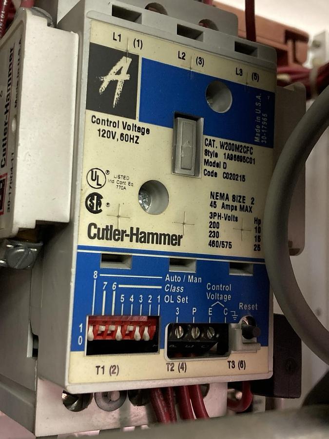 Used Cutler Hammer,Size 2,MCC Starter Feeder Bucket W200M2CFC BREAKER 45a