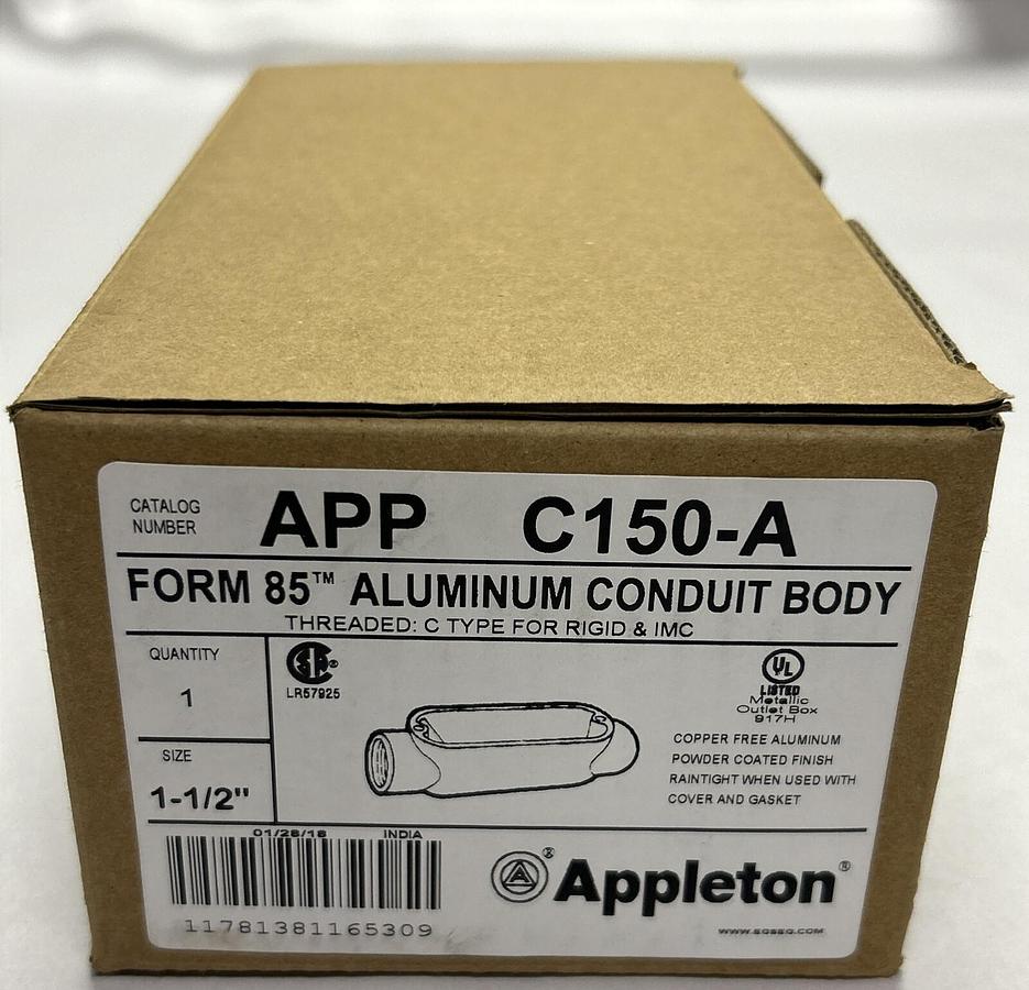 Used APPLETON,C150A,CONDUIT BODY 1-1/2INCH NEW