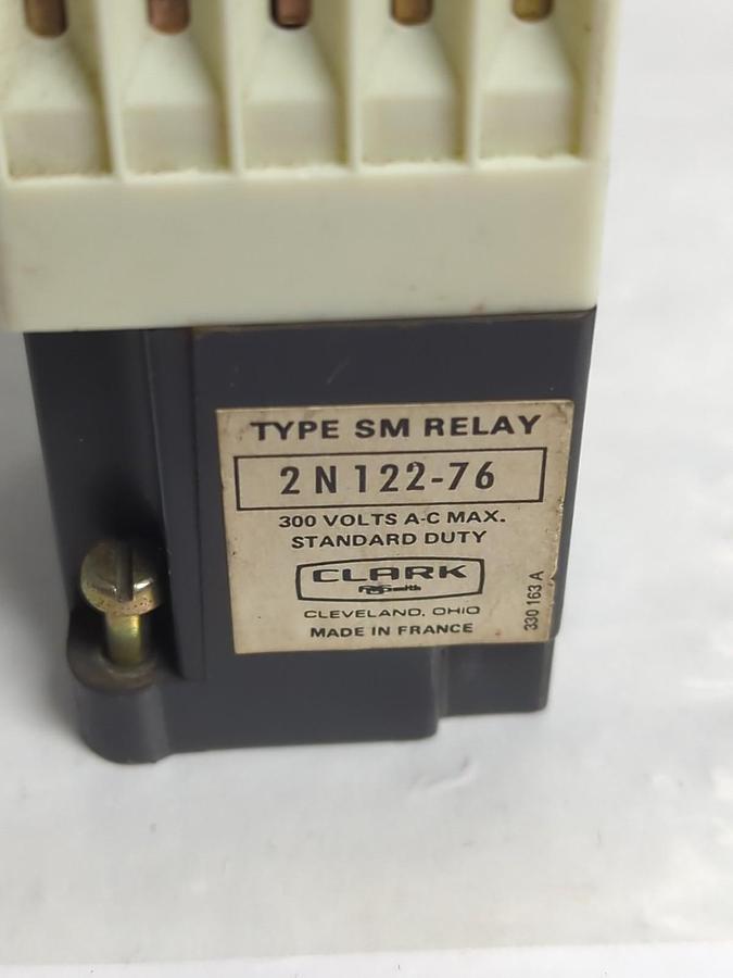 Used CLARK,2N122-76,TYPE SM RELAY 120V 60HZ-110V 50HZ COIL PRE-OWNED