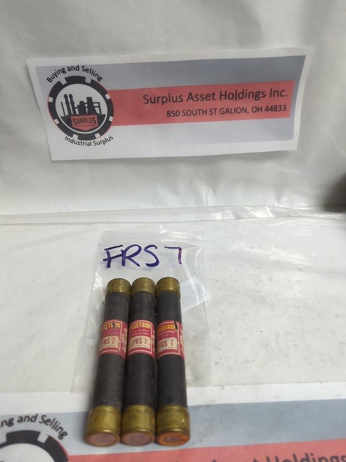 Used COOPER BUSSMANN,FRS 7,FUSETRON 7 AMP FUSE LOT OF 3 PRE-OWNED