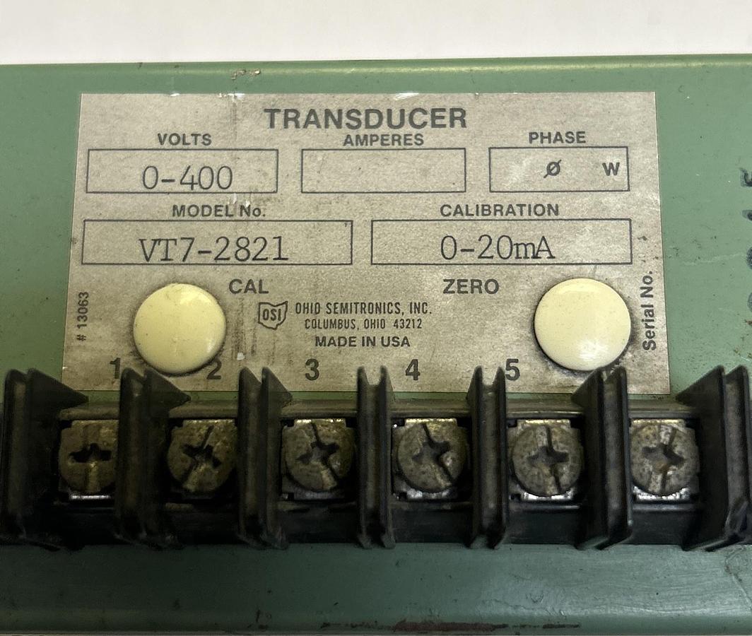Used OHIO SEMITRONICS,VT7-2821,TRANSDUCER 0-400V