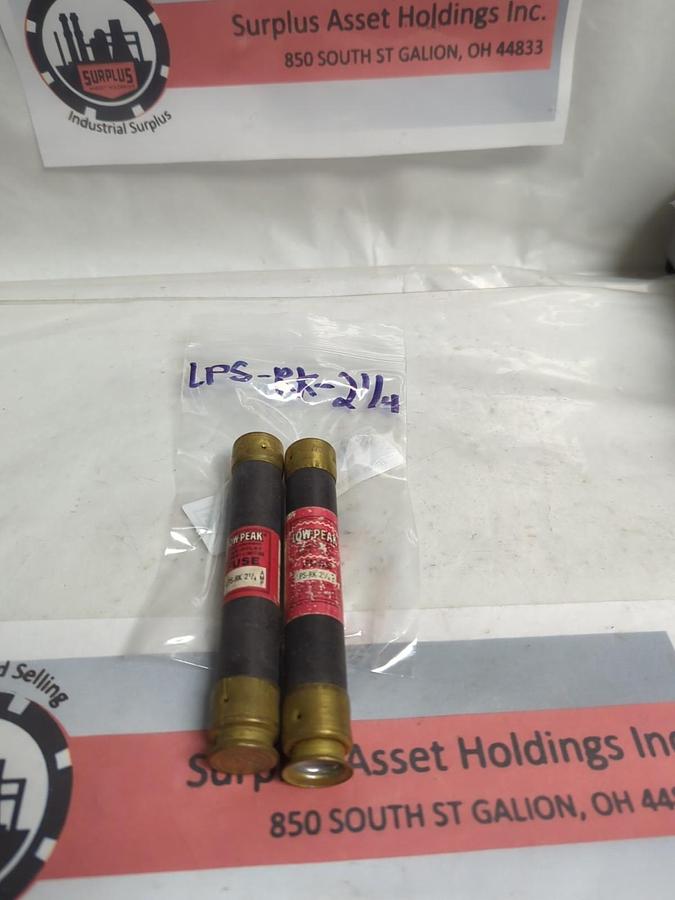 Used COOPER BUSSMANN,LPS-RK-2-1/4,LOW-PEAK 2-1/4 AMP FUSE LOT OF 2 PRE-OWNED