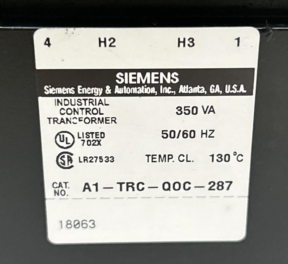 Used SIEMENS,A1-TRC-QOC-287,CONTROL TRANSFORMER 350VA 460/230V PRI 350V SEC