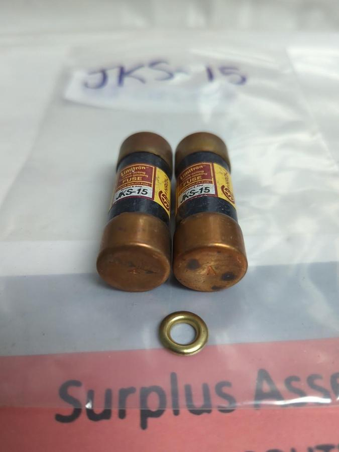 Used COOPER BUSSMANN,JKS-15,LIMITRON 15 AMP FUSE LOT OF 2 PRE-OWNED