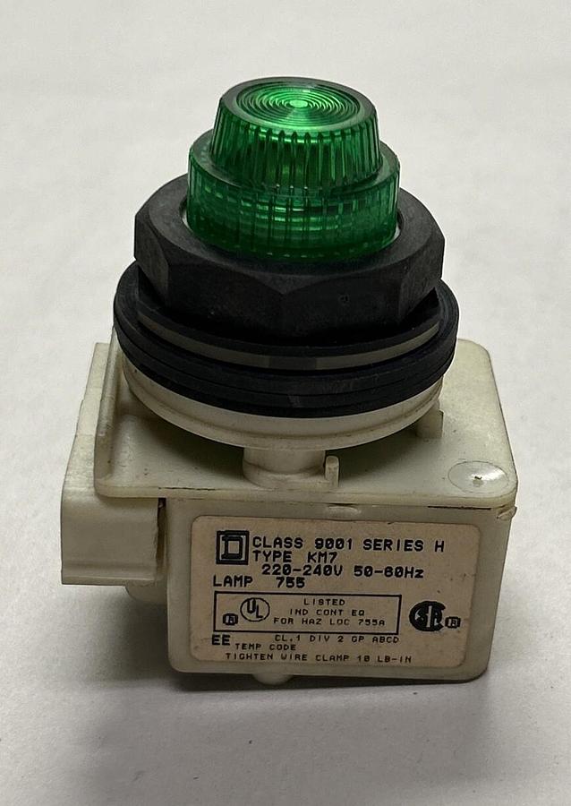 SQUARE D,9001KM7,GREEN INDICATOR LIGHT NOS