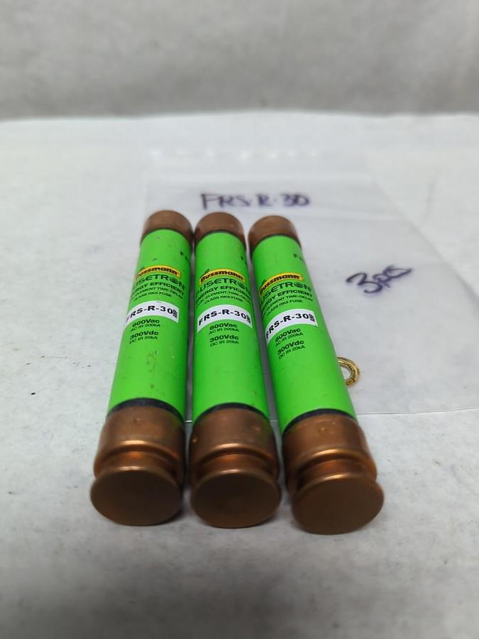 Used COOPER BUSSMANN,FRS-R-30,FUSETRON 30 AMP FUSE LOT OF 3 PRE-OWNED