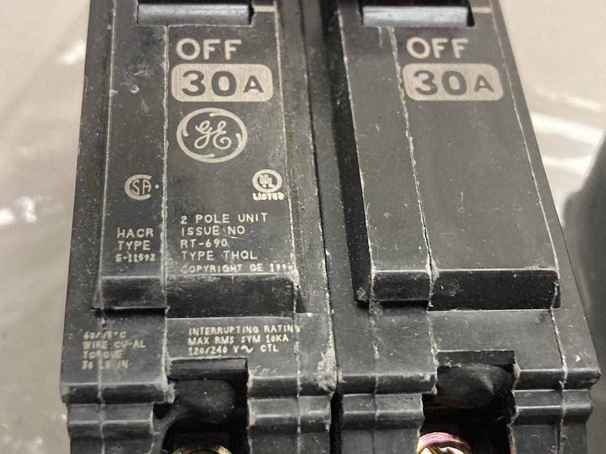 Used General Electric,THQL230,2-Pole Circuit Breaker 120-240V 30A LOT OF 3