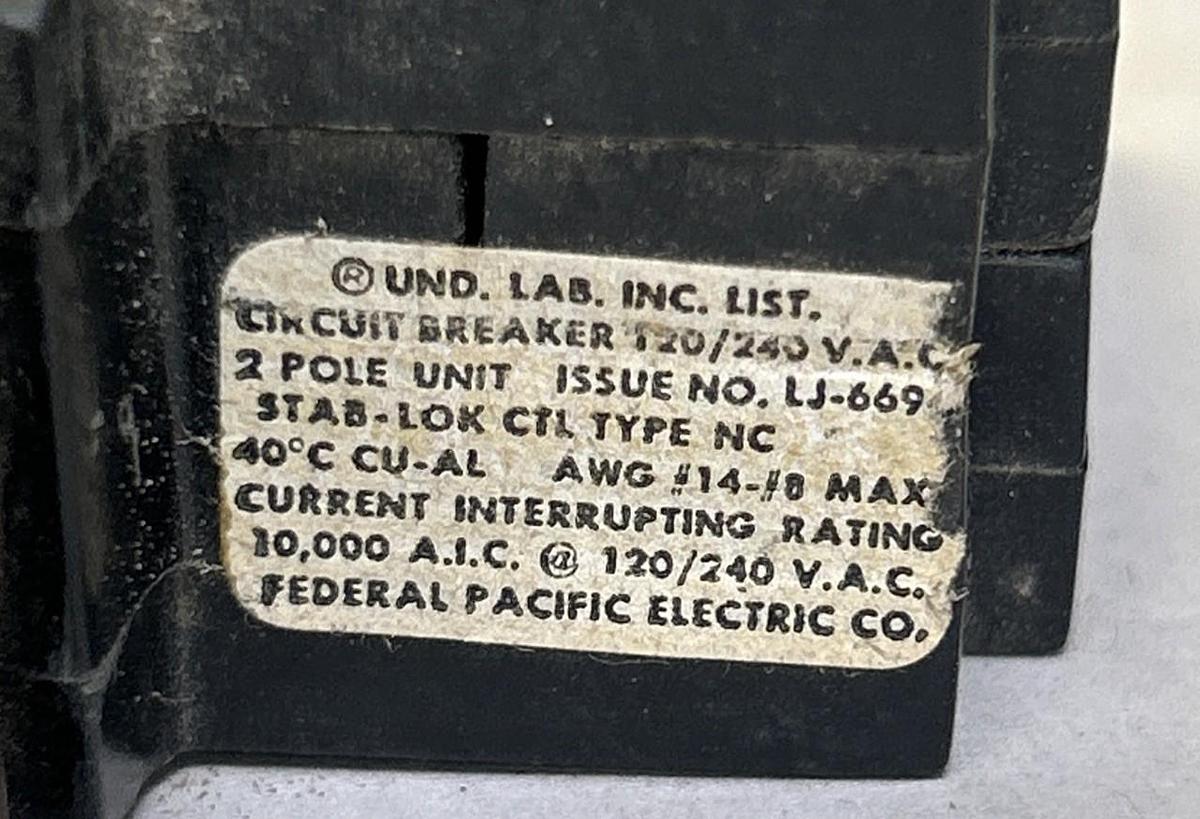 Used FEDERAL PACIFIC,NC230,CIRCUIT BREAKER 30A 120/240V 2P LOT OF 6