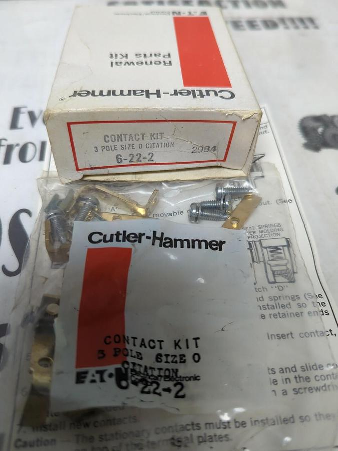 EATON CUTLER-HAMMER,6-22-2,3-POLE SIZE 0 CITATION CONTACT KIT NEW