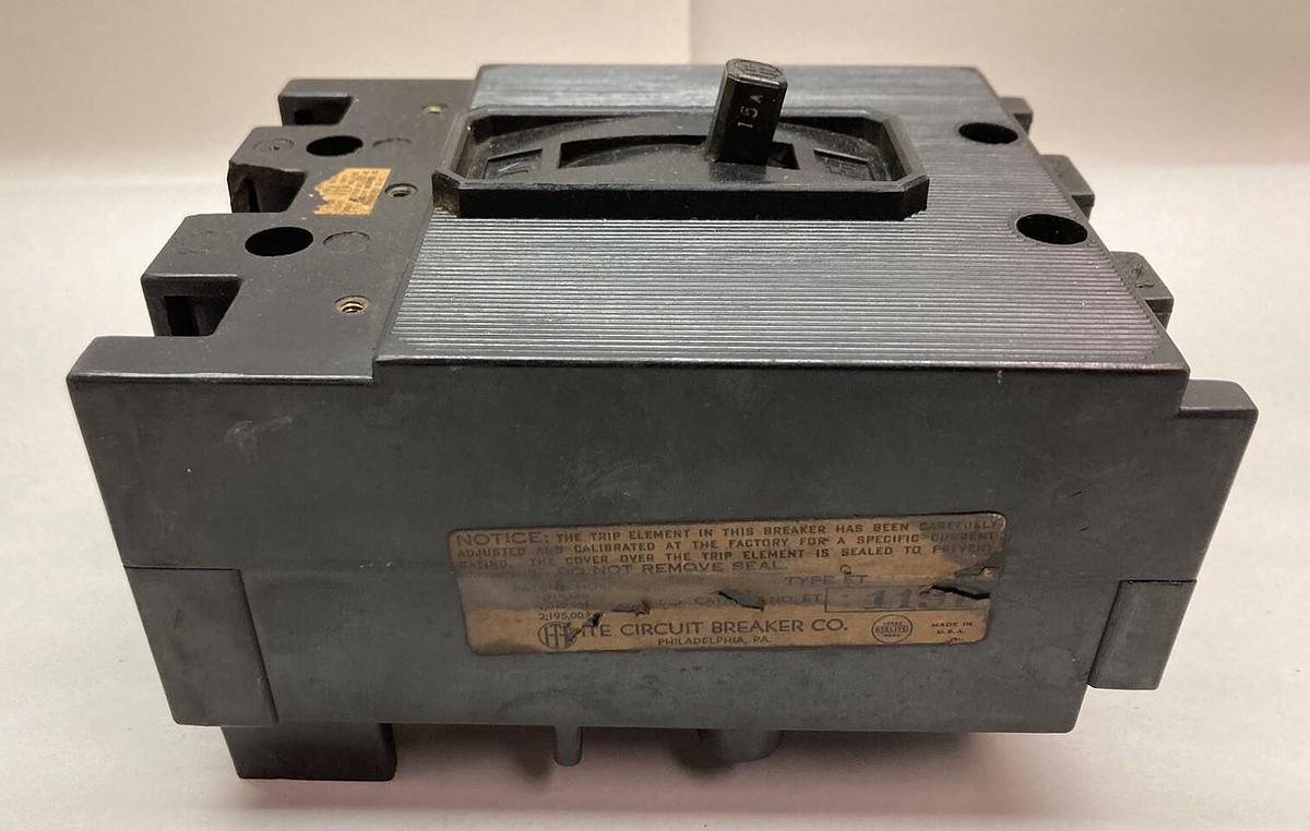 Used ITE,Type ET 1191,3-Pole Circuit Breaker 250VAC 225/250VDC