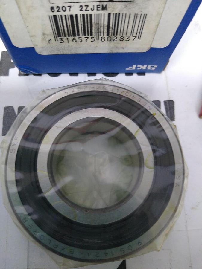 Used SKF,6207- 2ZJEM 6207- 2RSJEM,Deep Groove Ball Bearings Lot of 2 NOS