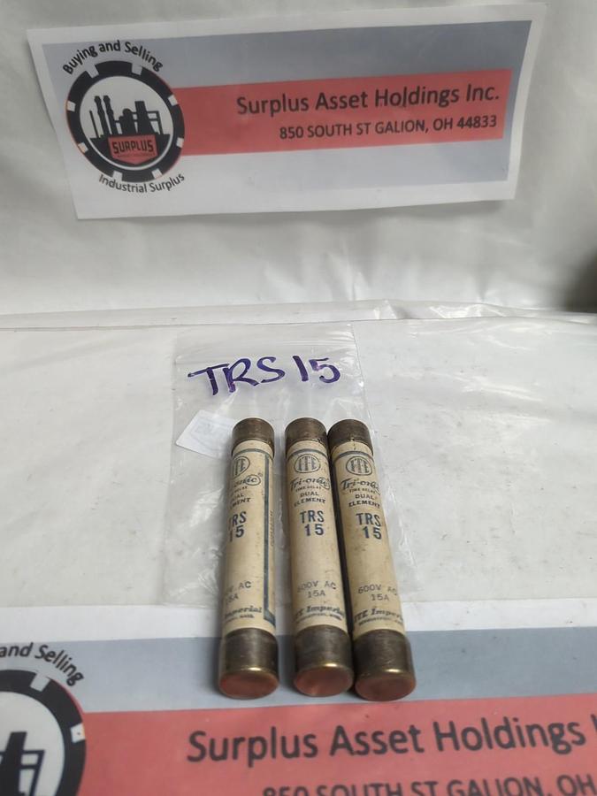 Used ITE IMPERIAL,TRS-15,TRI-ONIC 15 AMP FUSE LOT OF 3 PRE-OWNED