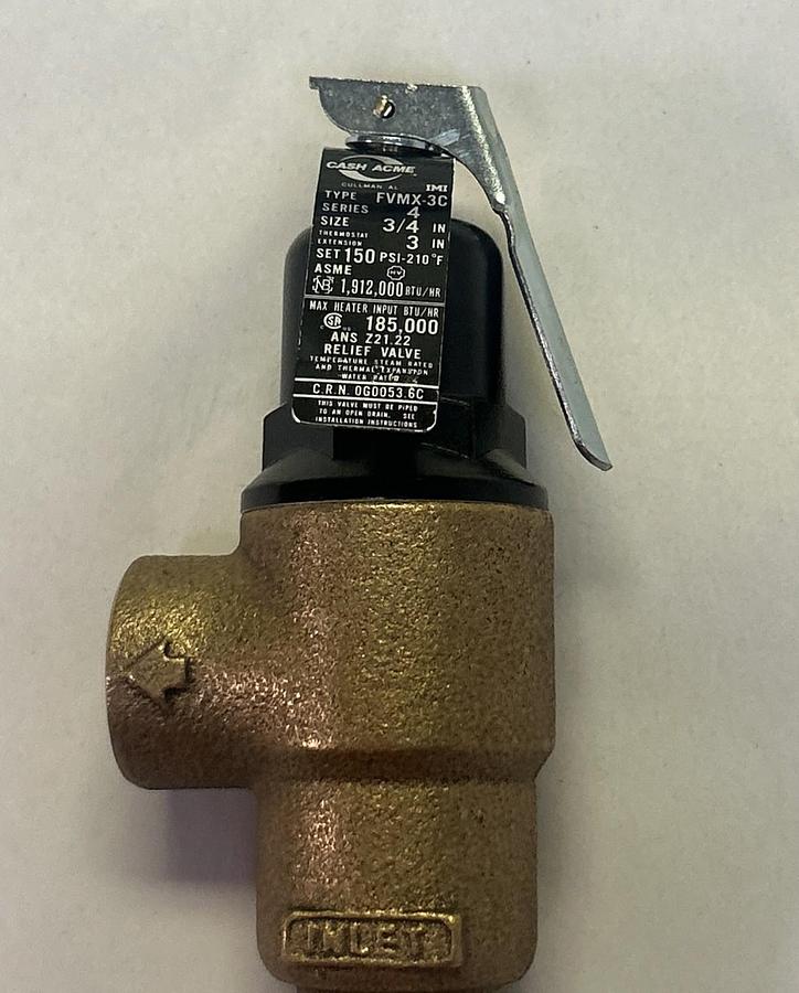 CASH ACME,FVMX-3C,PRESSURE RELIEF VALVE 3/4INCH NOS