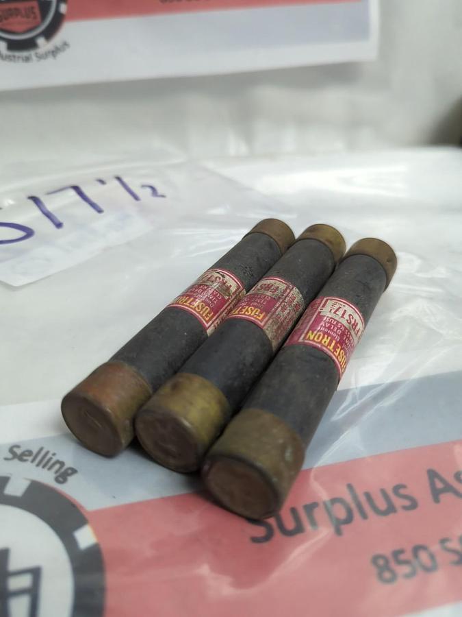 Used COOPER BUSSMANN,FRS-17-1/2,FUSETRON 17-1/2 AMP FUSE LOT OF 3 PRE-OWNED