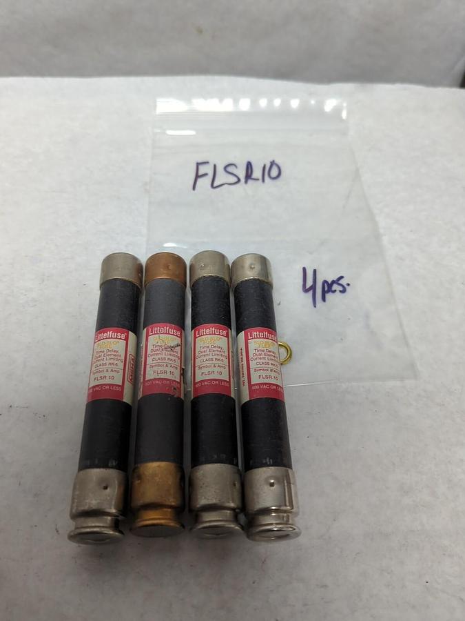 Used LITTELFUSE,FLSR10,SLO-BLO 10 AMP FUSE LOT OF 4 PRE-OWNED