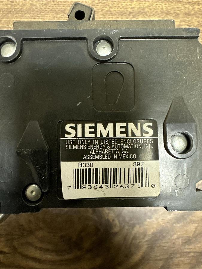 Used Siemens,B330,30Amp Bolt On Circuit Breaker