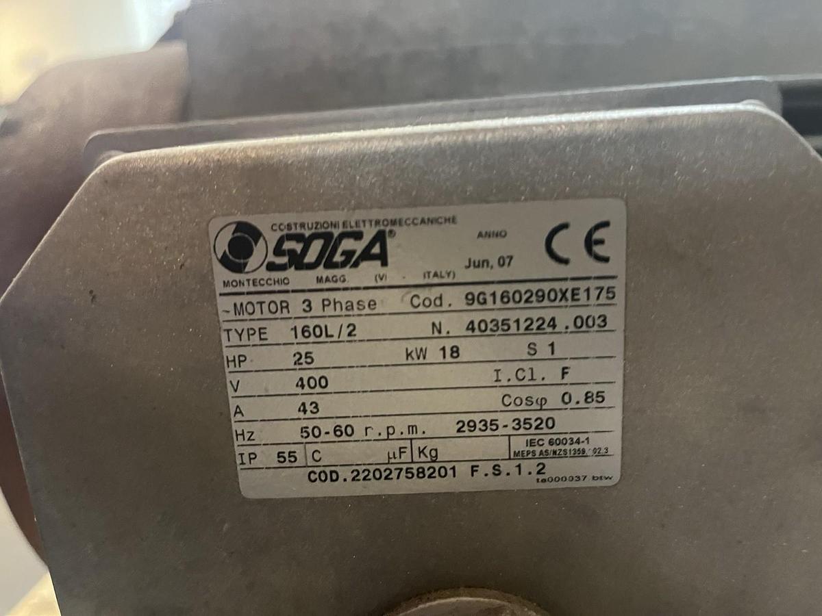 SOGA,9G160290XE175,DUAL SHAFT MOTOR 25HP 400V 3520RPM 3PH 160L/2