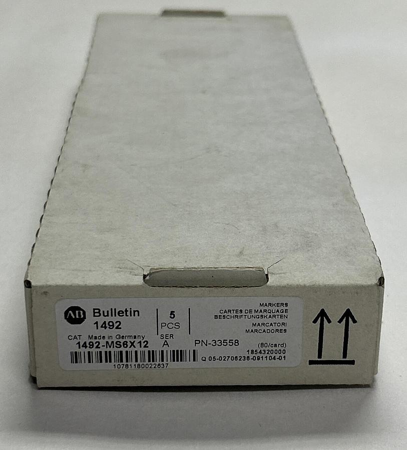 Used ALLEN BRADLEY,1492-MS6X12,SER A MARKER CARD BOX OF 5 NEW