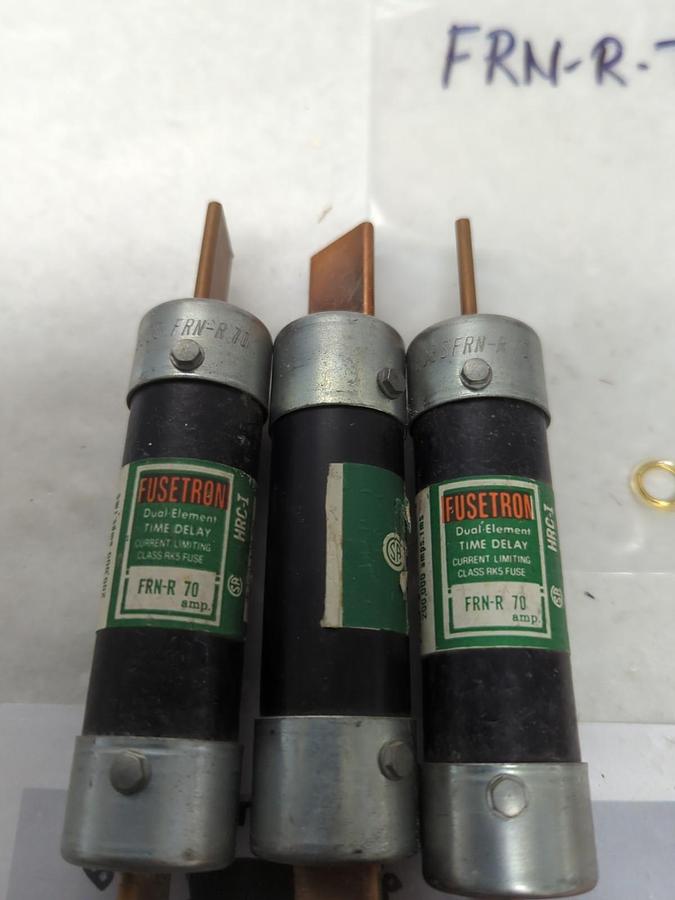 Used COOPER BUSSMANN,FRN-R-70,FUSETRON 70 AMP FUSE LOT OF 3 PRE-OWNED