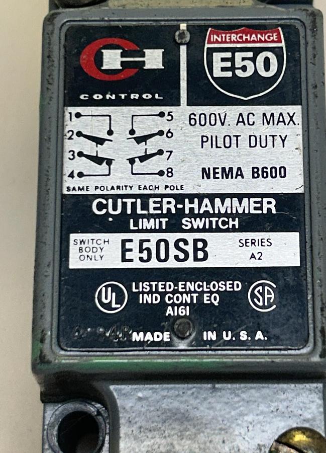 Used CUTLER HAMMER,E50SB,LIMIT SWITCH