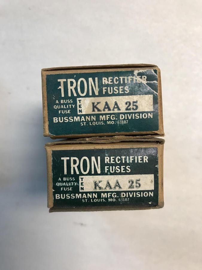 Bussmann,KAA 25,Tron Rectifier Fuse NOS Box of 10 Lot of 2 boxes