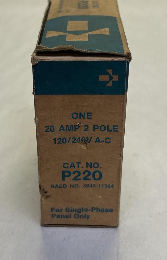 Used GOULD ITE,P220,PUSHMATIC CIRCUIT BREAKER 20A 120/240V 2P NEW