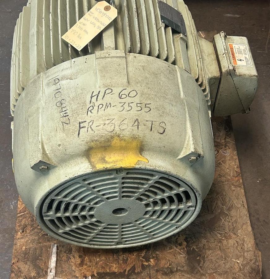 Used WESTINGHOUSE,680B656G29,MOTOR 60HP 3555RPM 460V 3PH 364TS FRAME