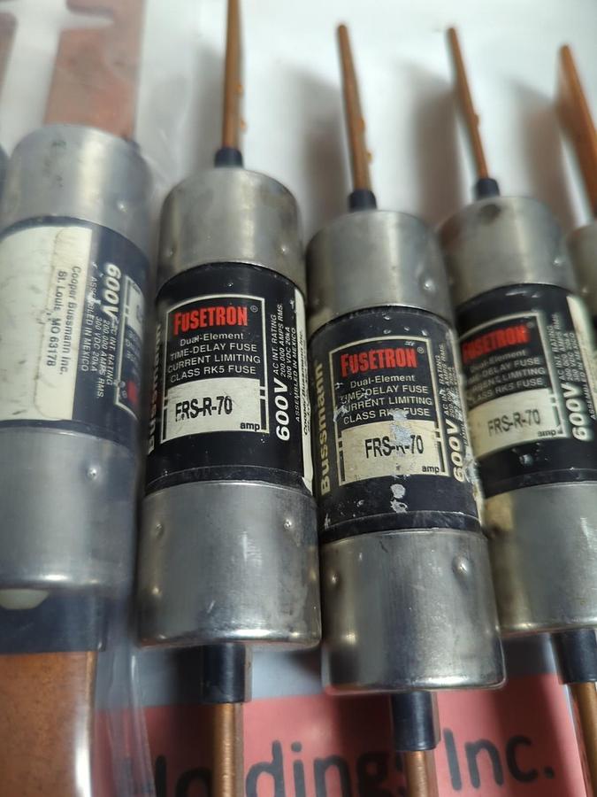 Used COOPER BUSSMANN,FRS-R-70,FUSETRON 70 AMP FUSE LOT OF 12 PRE-OWNED
