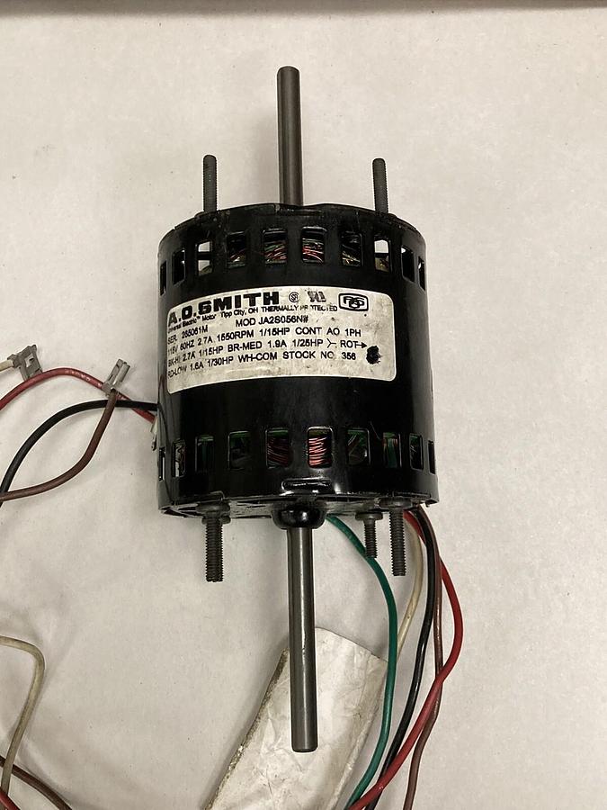 Used AO Smith,JA2S056N,Motor 1/15HP 115V 1550RPM