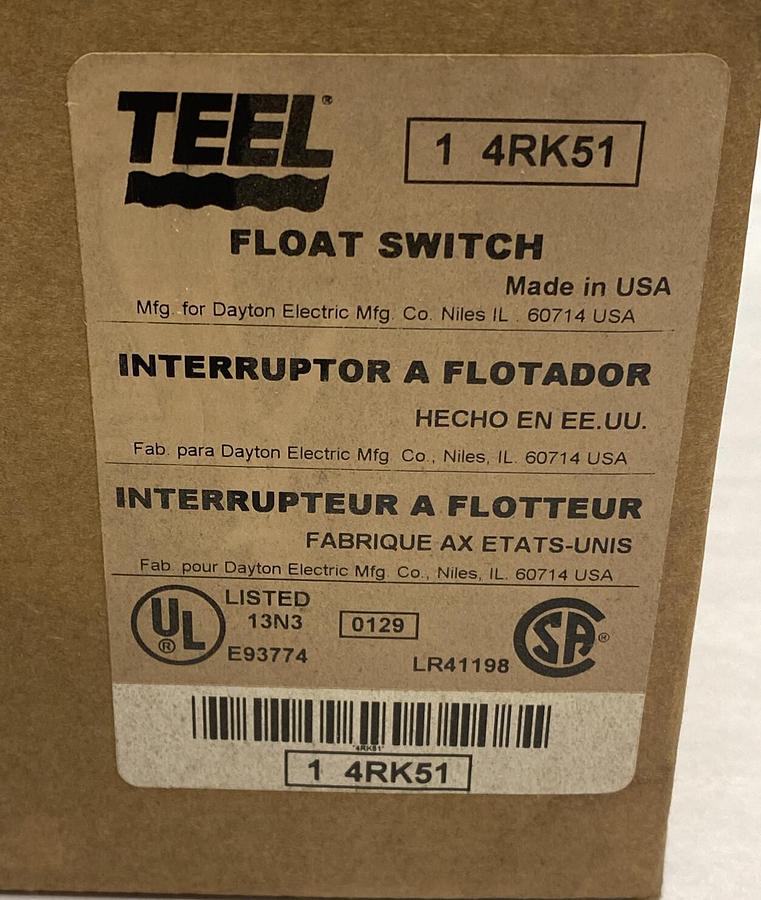 TEEL,4RK51,FLOAT SWITCH NEW