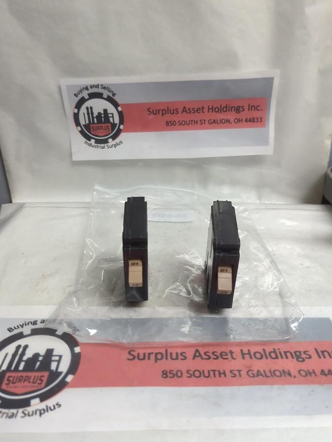 Used CUTLER HAMMER,CH125,CIRCUIT BREAKER 1-POLE 25 AMP LOT OF 2 PRE-OWNED