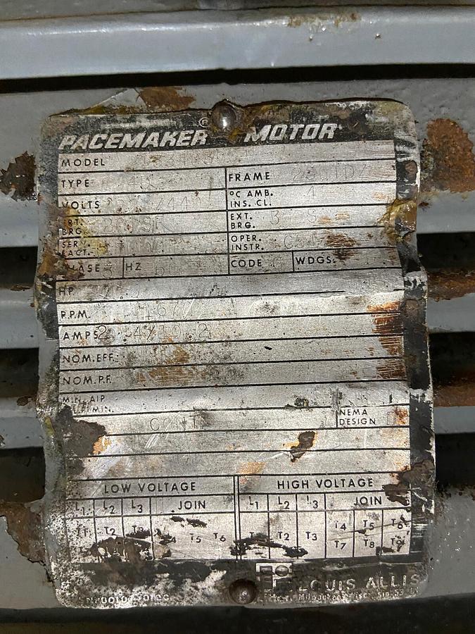 Used Pacemaker Magnetic,CJ4D,7.5Hp Motor 1670RPM 220/440V Frame 256UPZ