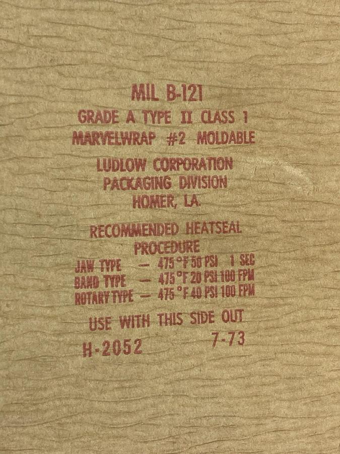 Used Ludlow Coorporation,MIL B-121,Moldable Marvelwrap