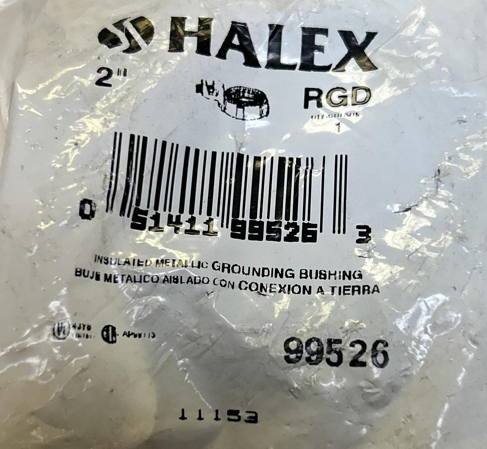 Used HALEX,99526,GROUNDING BUSHING INSULATED METALLIC 2INCH NEW
