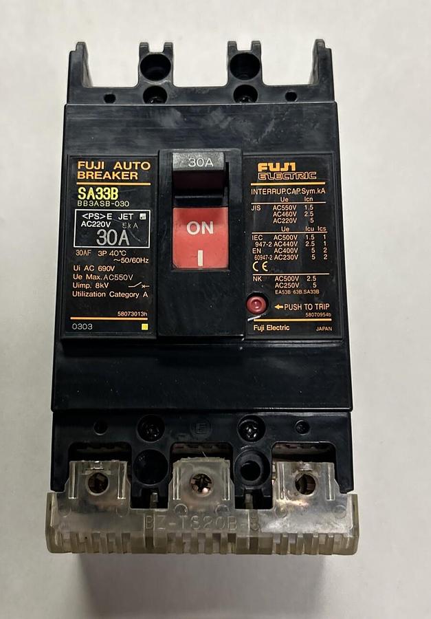 Used FUJI ELECTRIC,BB3SAB-030,CIRCUIT BREAKER 30A 3P