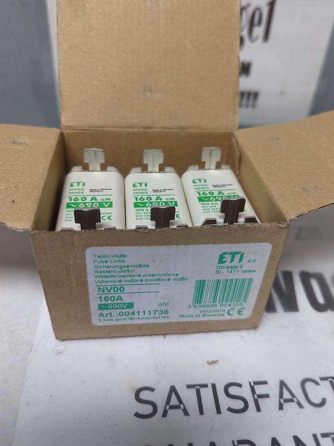 ETI,NV00 NH00,FUSES 160 AMP 690 VOLT BOX OF 3 NOS
